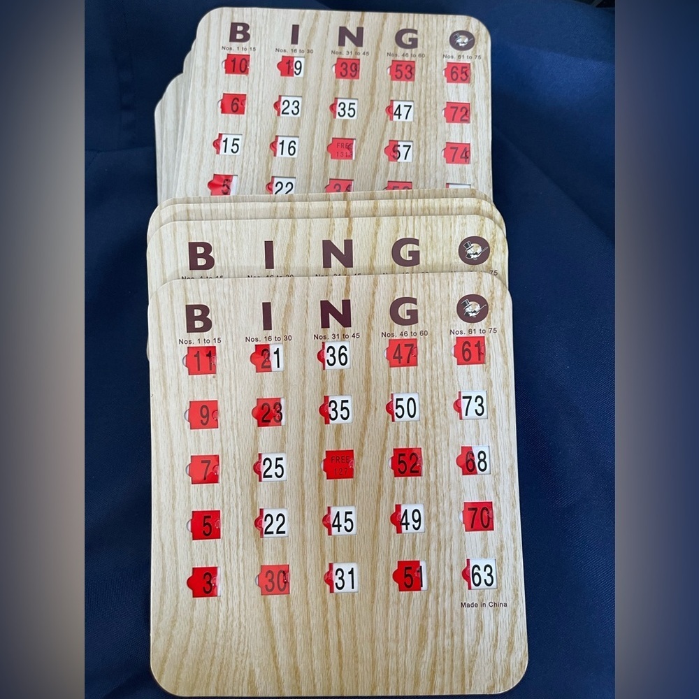 Classic Bingo Game cards with Window Covers, Hard Cardboard, set of 10 Reusable